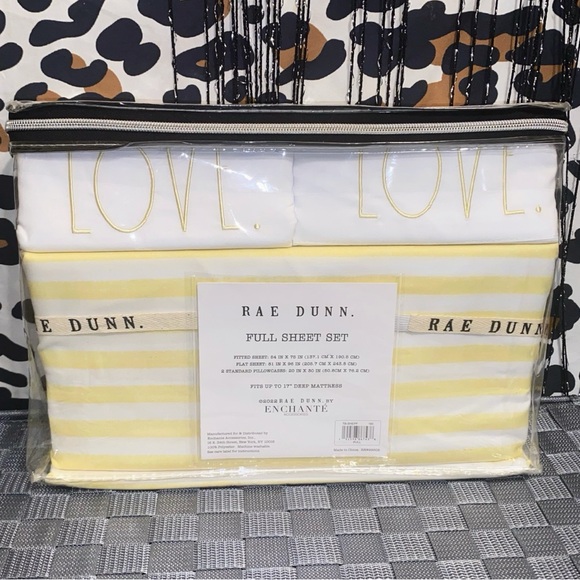 RAE DUNN SIZE FULL SHEET SET WITH EMBROIDERED PILLOW CASES - Picture 1 of 2